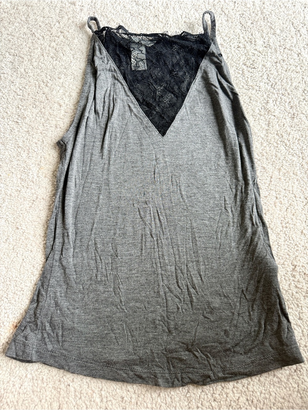 H&M Gray Lace-Trim V-Neck Cami Tank Top
